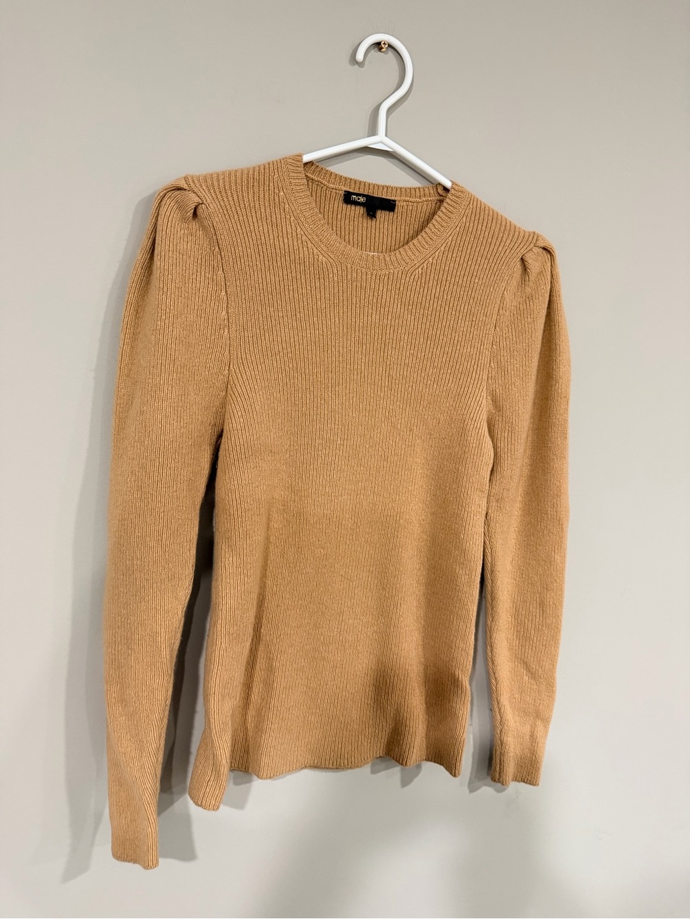 Maje Ribbed Sweater with Puffed Shoulders - Picture 5 of 8